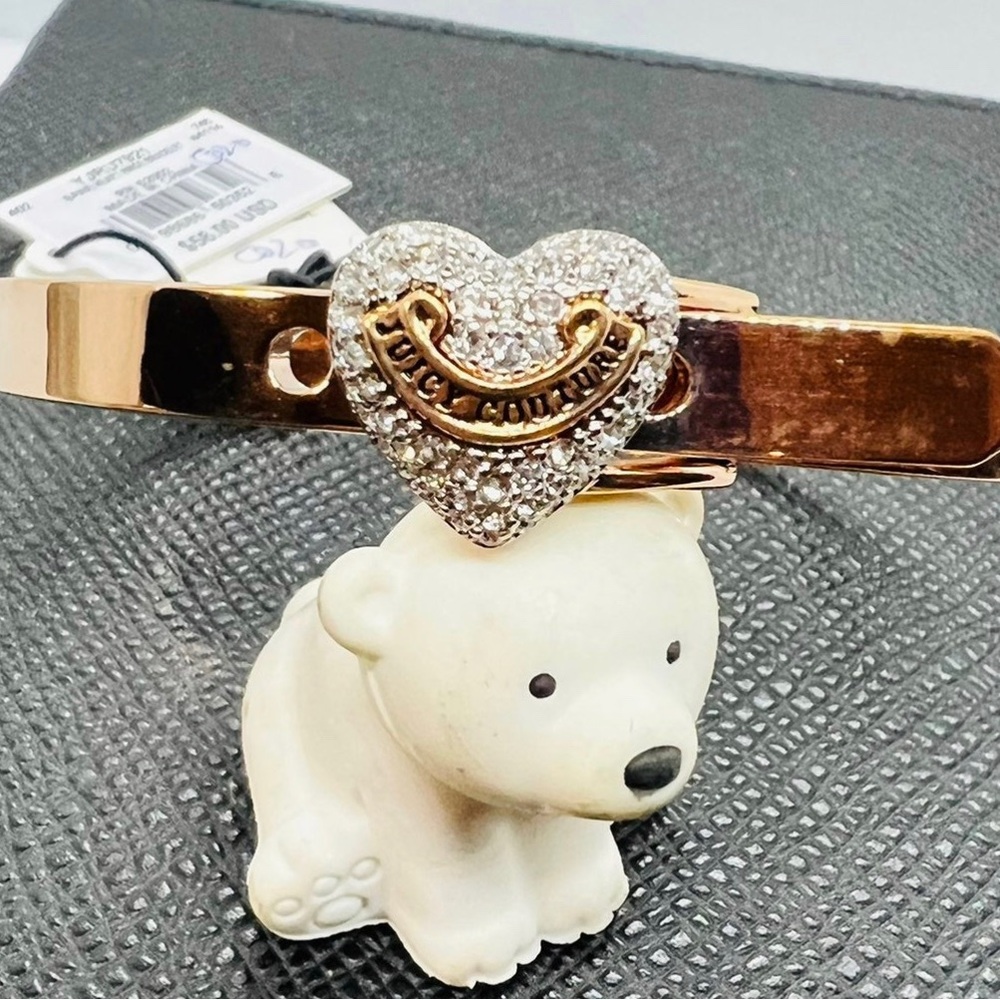 NWT Juicy Couture Bow & Heart Pave Bangle Set of 2 - Picture 7 of 9